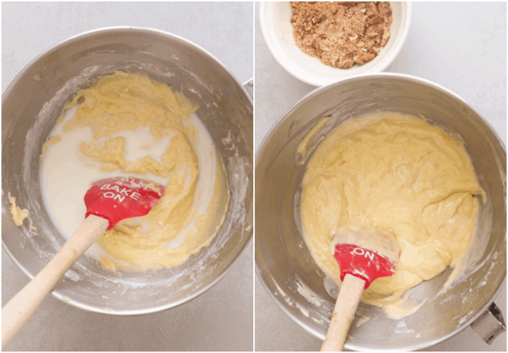 making the batter until creamy in a silver mixing bowl