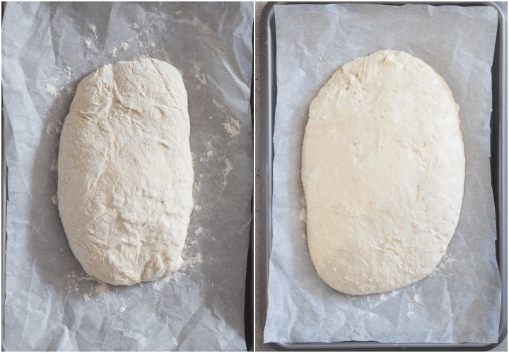 before & after rising on a cookie sheet