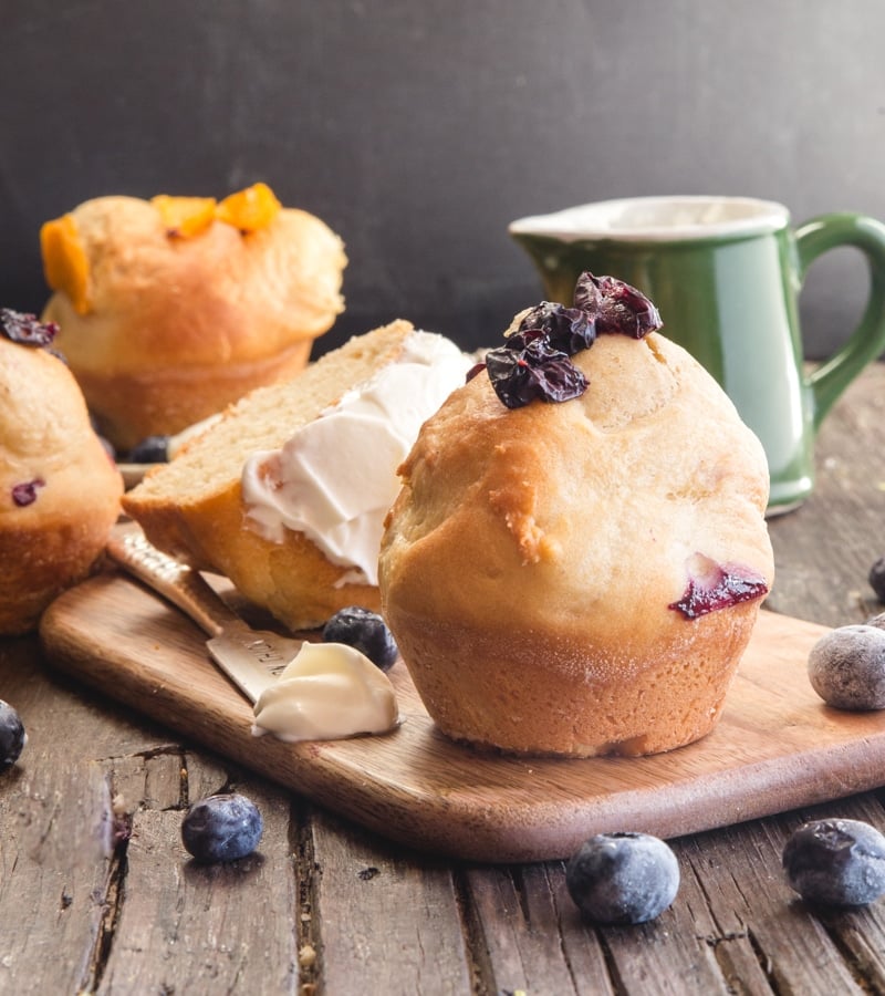 Easy No-Knead Blueberry Muffins