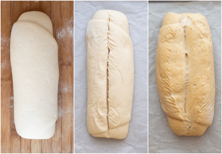 scoring the bread roll before & after baking