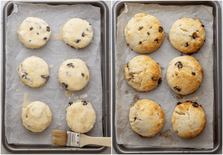 making 6 rounds and before and after baking on a cookie sheet
