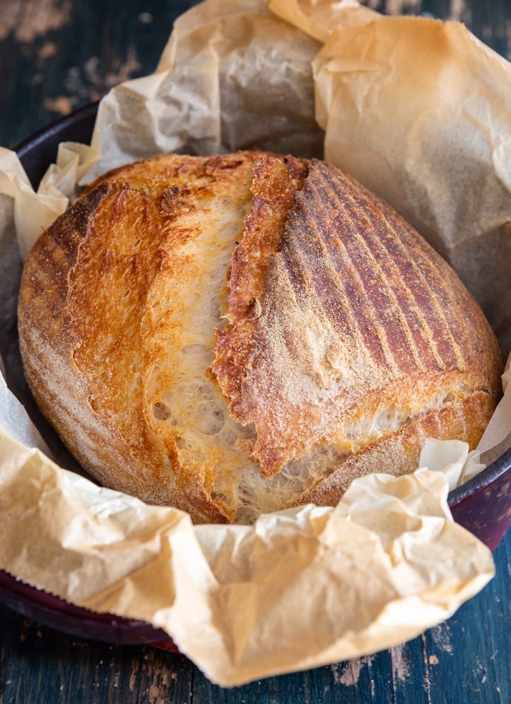 bread in a dutch oven baked