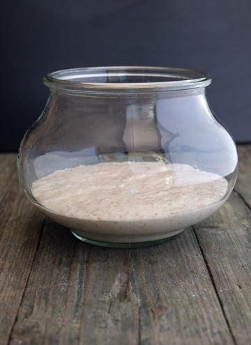 yeast starter in a glass jar