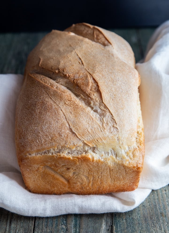 yeast starter bread on a white napkin