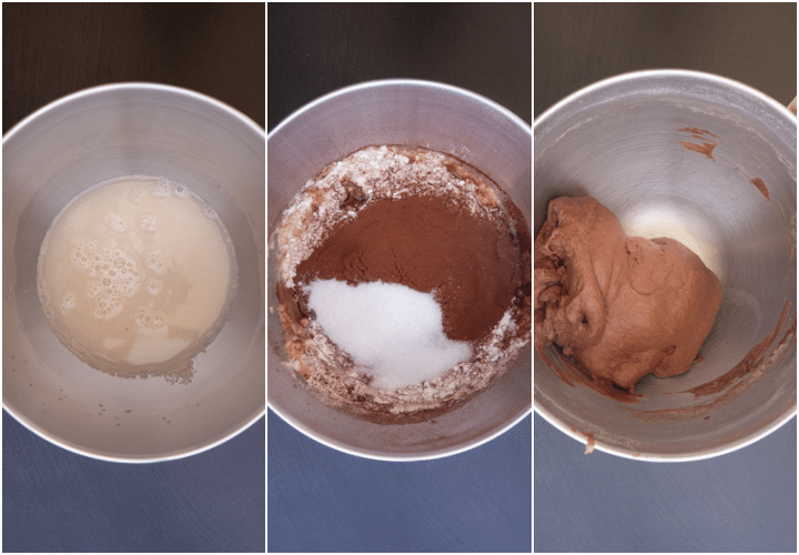 the yeast and water mixed, adding the ingredients and the dough kneaded in the mixing bowl