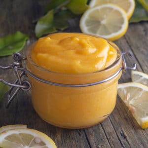 lemon curd in a jar.