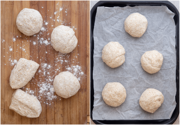 forming the dough into balls and placing on a cookie sheet.