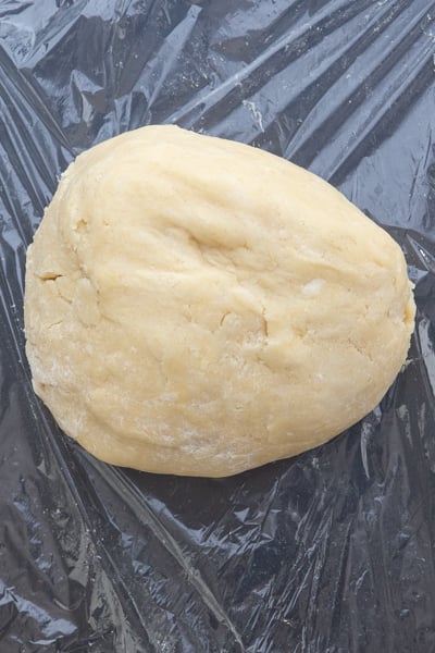 Dough formed and ready to be wrapped and chilled.