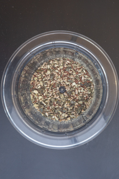 The seeds in a food processor.