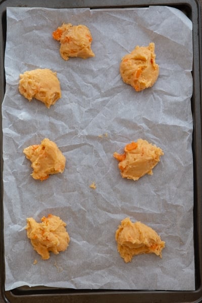 Drop cookies on the cookie sheet before baking.