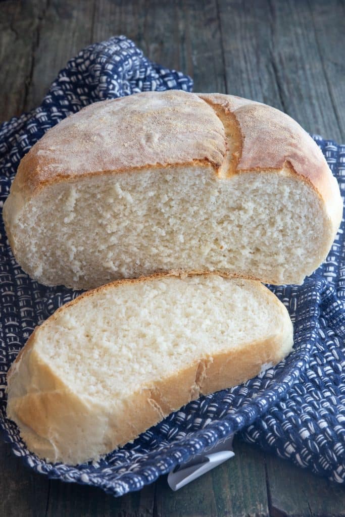 Bread with a slice cut.