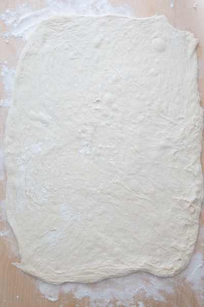 The dough rolled into a rectangle.