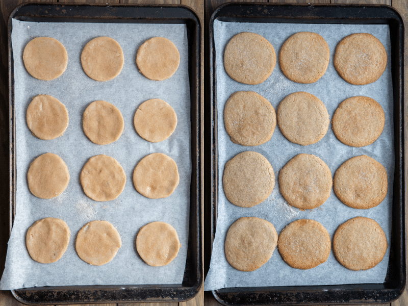 Cookies on baking sheet baked.