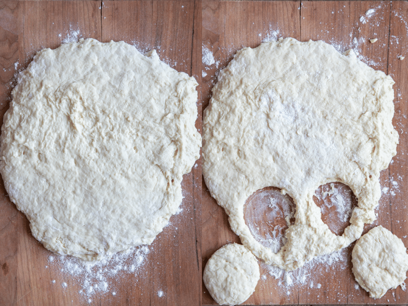 soda bread dough cut into circles.
