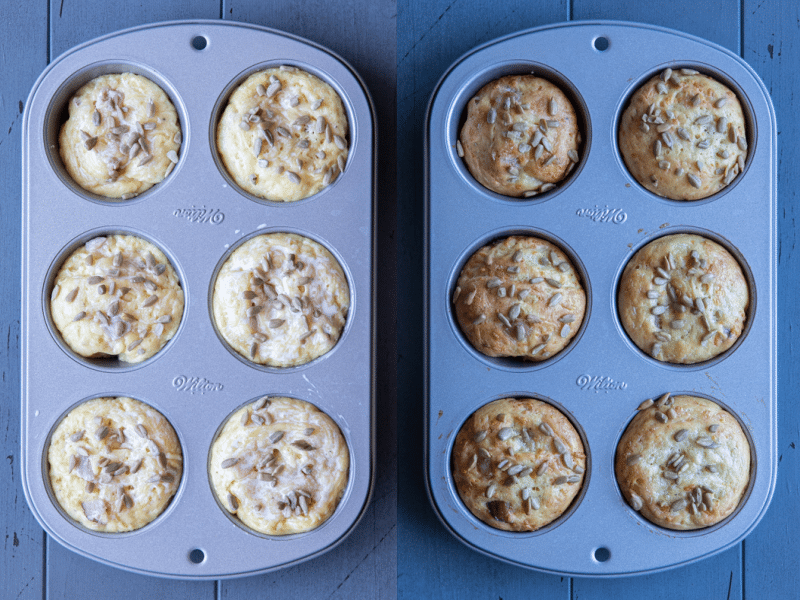 Muffins baked in a muffin tin.