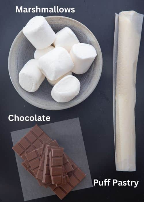 Ingredients needed to make s'mores pie.