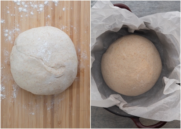 Dough shaped into a circular shape.
