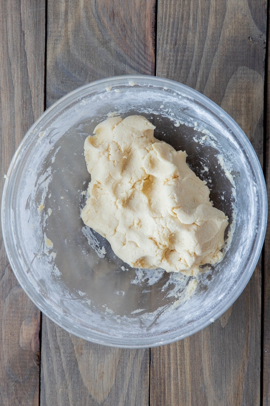 the flour mixture mixed to form a cookie dough.