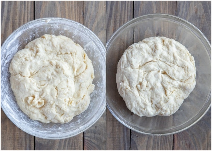 Soft dough in a large bowl then left to rest.