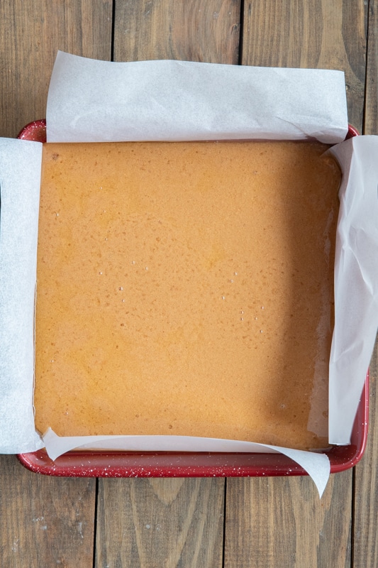Caramel in the pan.