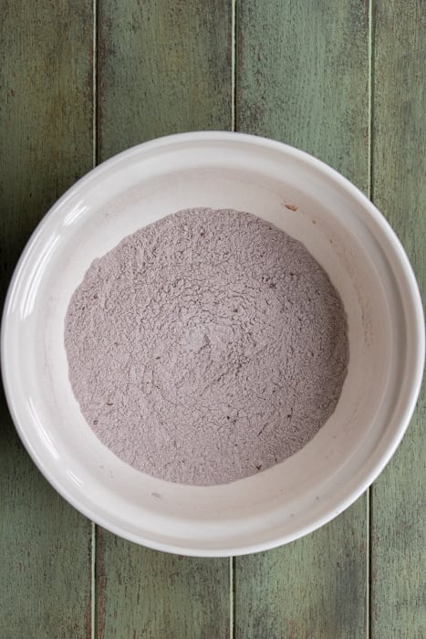 Dry ingredients for the white chocolate chip cookies in a bowl.
