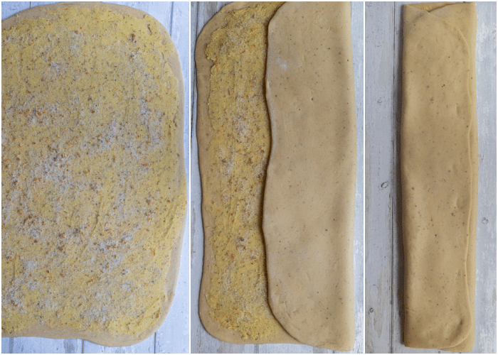 Shape the cardamom dough and fold it.